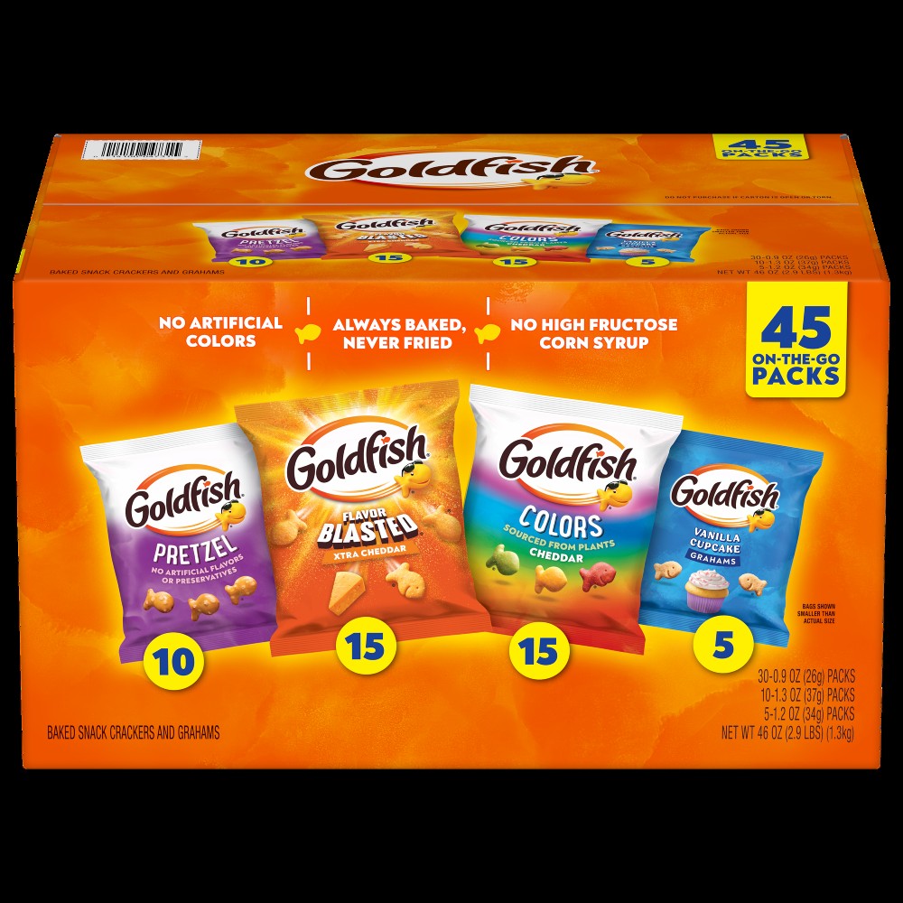 Goldfish Baked Snack Crackers, Variety Pack, 45 ct