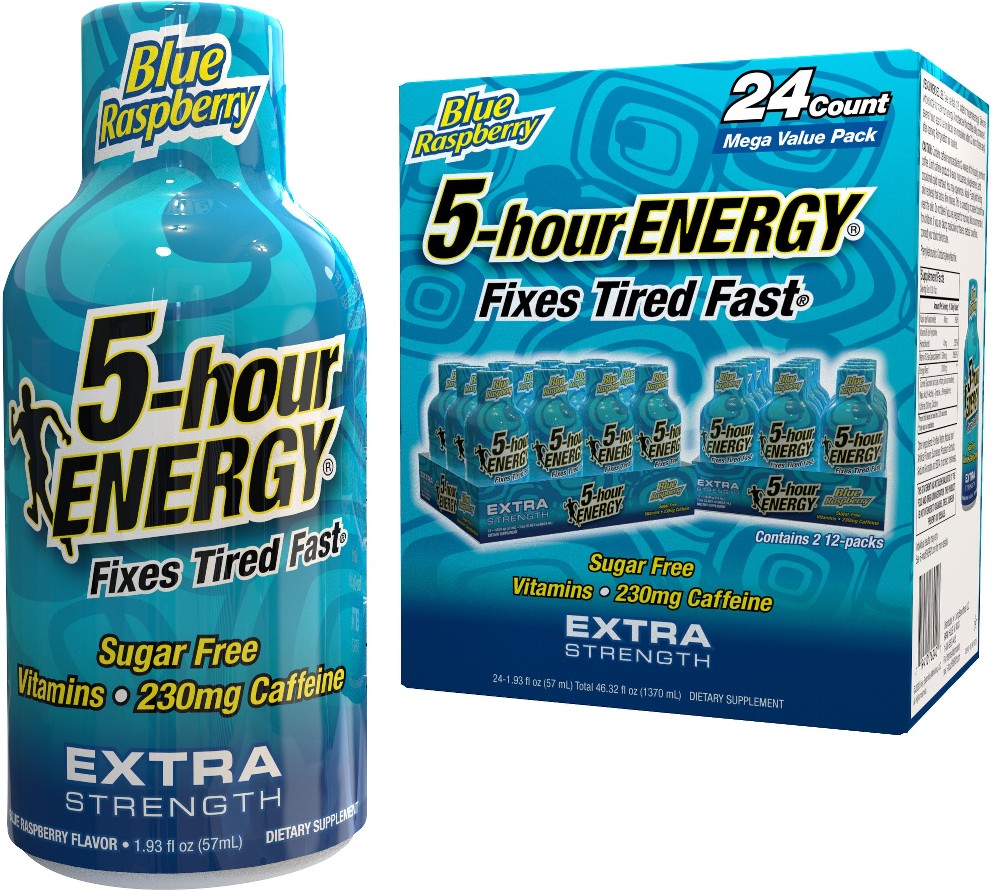 Energy Shot, Extra Strength, Blue Raspberry, 1.93 fl oz, 24 ct