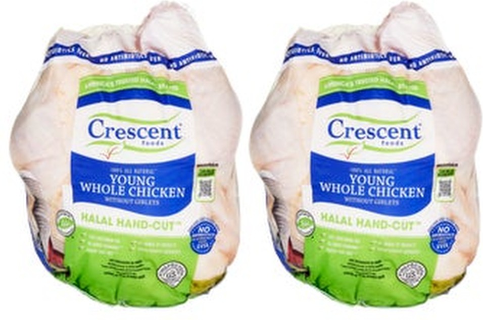 Halal Young Whole Chicken without Giblets, Hand-Cut, 3 lbs, 2 ct