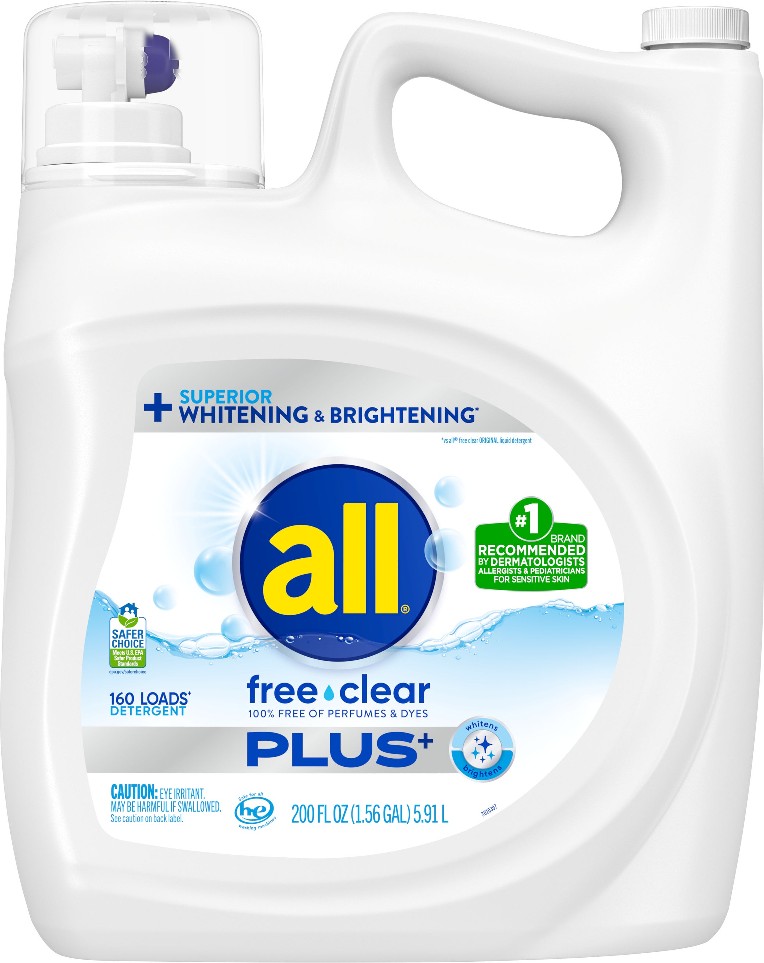 Liquid Laundry Detergent, Free Clear Plus, HE Compatible, Unscented, 200 fl oz