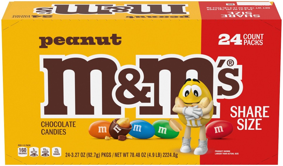 Peanut Chocolate Candy, Share Size, 3.27 oz, 24 ct