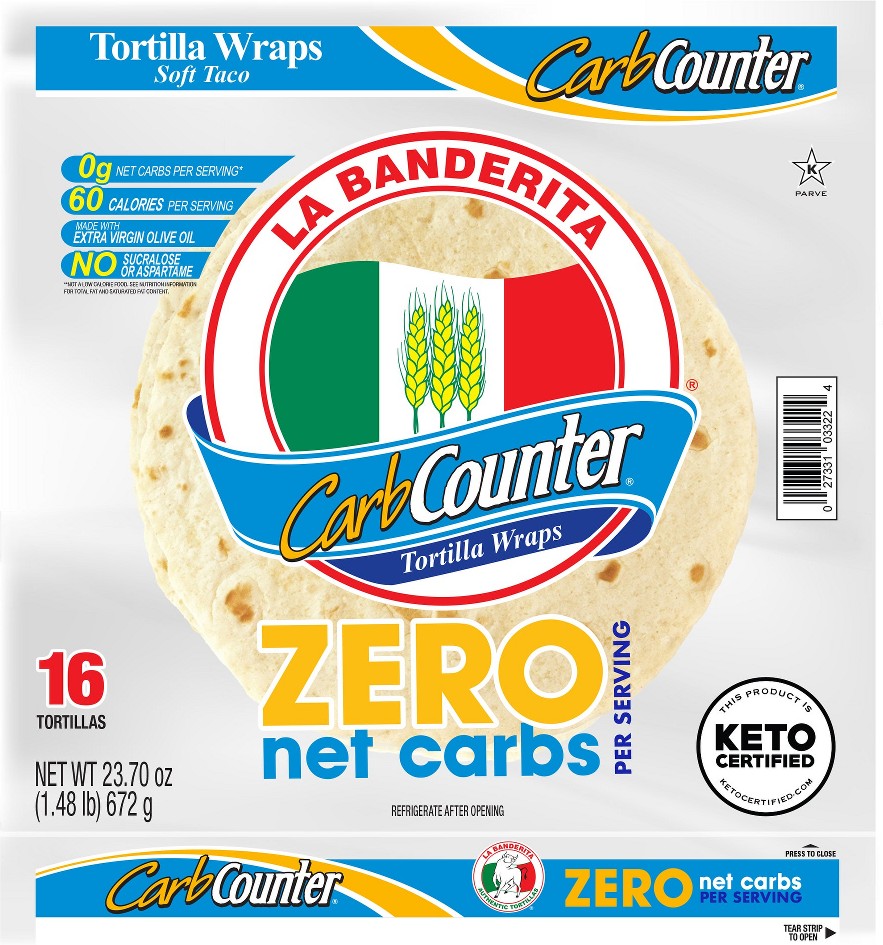 8" CarbCounter Tortilla Wraps, 16 ct