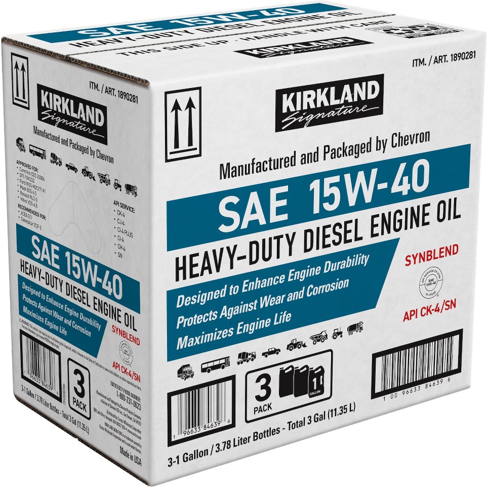 Synthetic Blend SAE 15W-40 Heavy-Duty Diesel Engine Oil, 1 Gallon, 3 ct