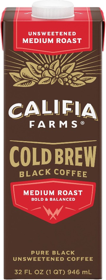 Cold Brew Black Coffee, Unsweetened, Medium Roast, 32 fl oz, 6 ct