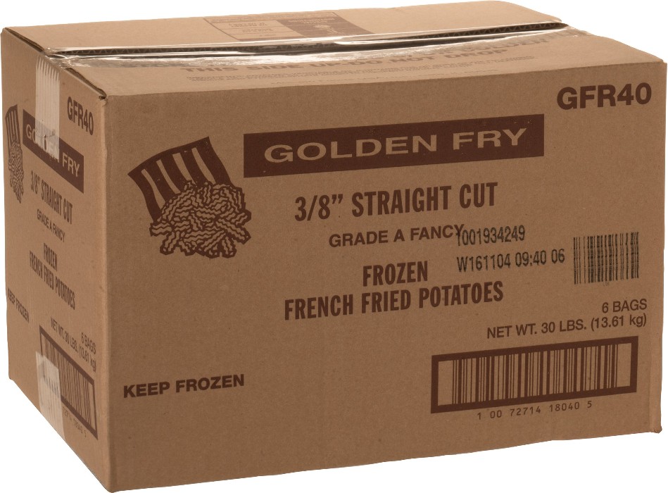 Golden Fry 3/8" Straight Cut French Fries, 5 lbs, 6 ct
