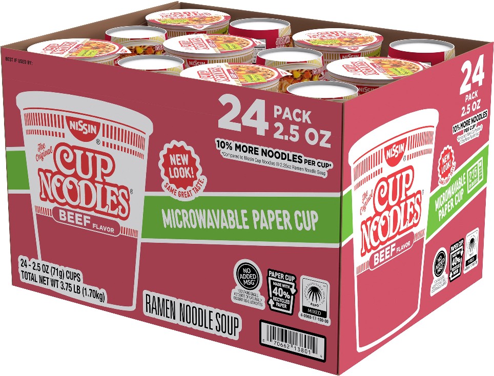 Cup Noodles Beef Flavor, 24 x 2.5 oz