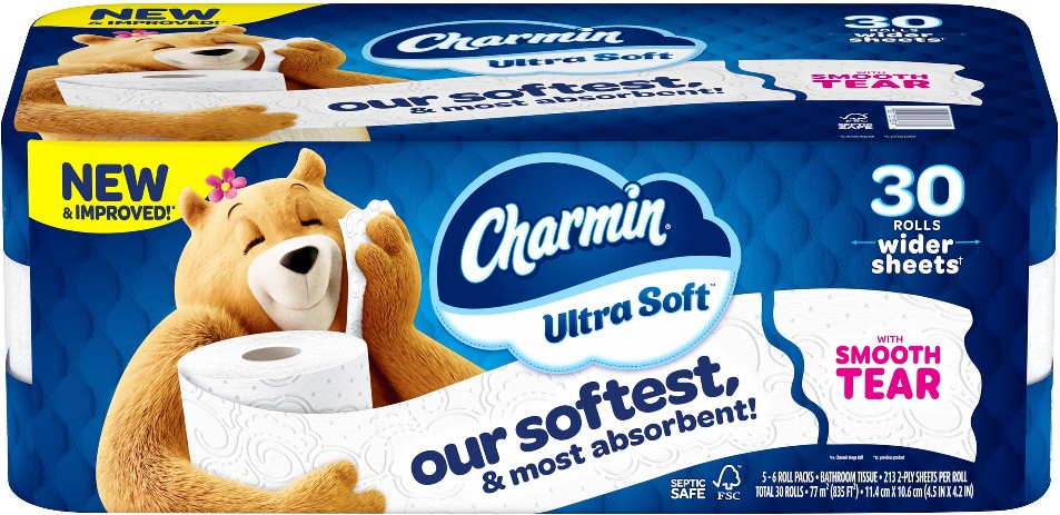 Ultra Soft Bath Tissue, 2-Ply, 4.5'' x 4.2'', 213 Sheets, 30 ct