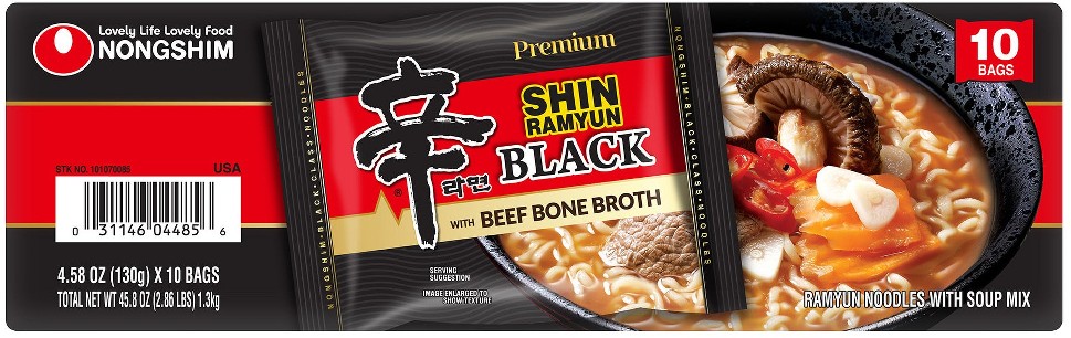 Shin Ramyun Black Premium Noodle Soup, 4.58 oz, 10 ct