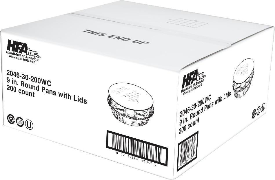 HFA Handi-Foil 9" Round Pans with Steam Lids, 200 ct