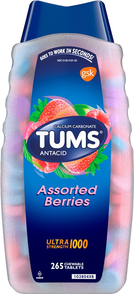 Antacid with Calcium, Ultra Strength 1000mg, Assorted Berries, 265 ct