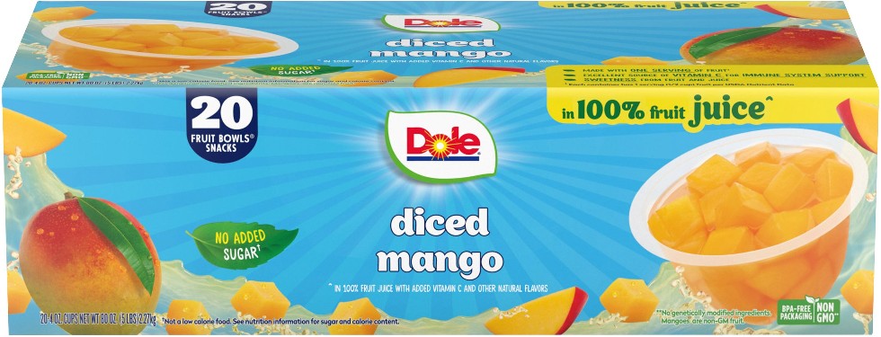 Diced Mango Fruit Cup, 4 oz, 20 ct