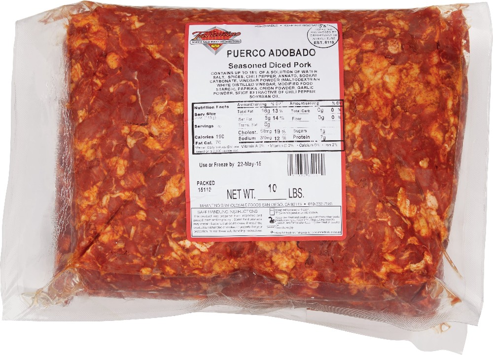 Diced Pork Adobada, 10 lbs