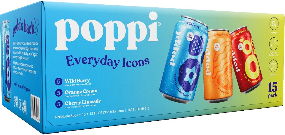 Prebiotic Soda, Variety Pack, 12 fl oz, 15 ct