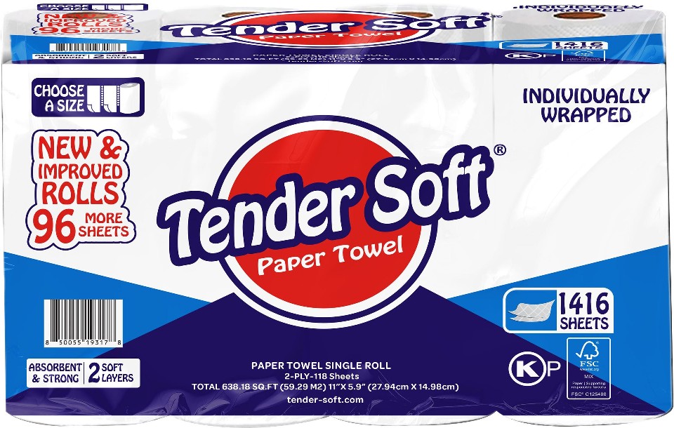 Premium Paper Towel, White, 118 Select-A-Size Sheets, Individually Wrapped, 12 ct