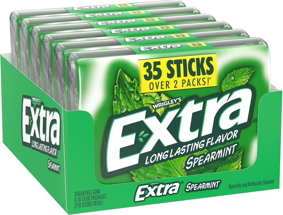 Sugar Free Chewing Gum, Spearmint, Mega Pack, 35 sticks, 6 ct