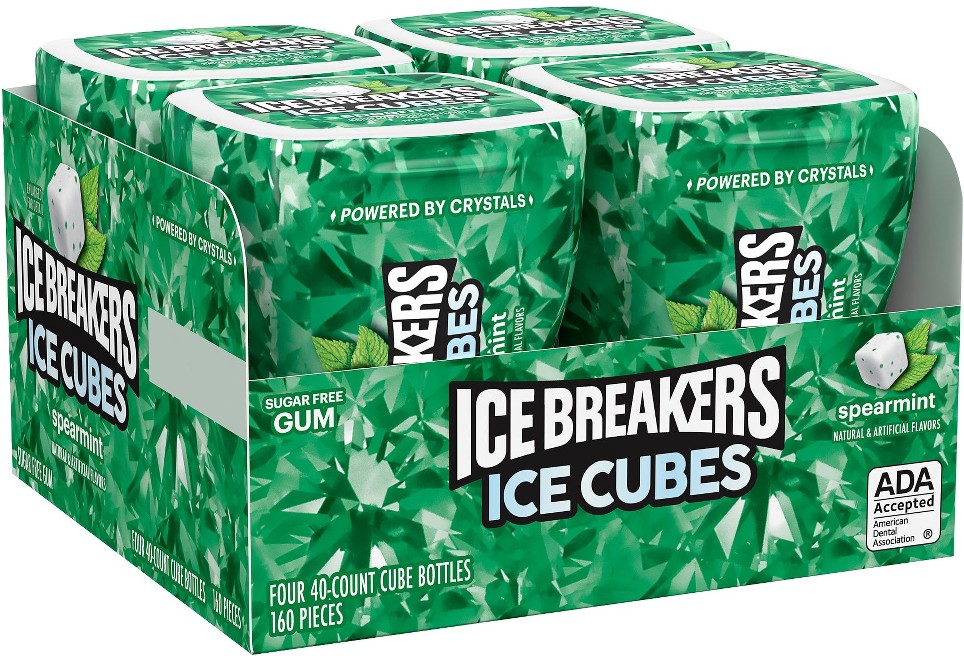 Ice Cubes Sugar Free Gum, Spearmint, 40 pieces, 4 ct