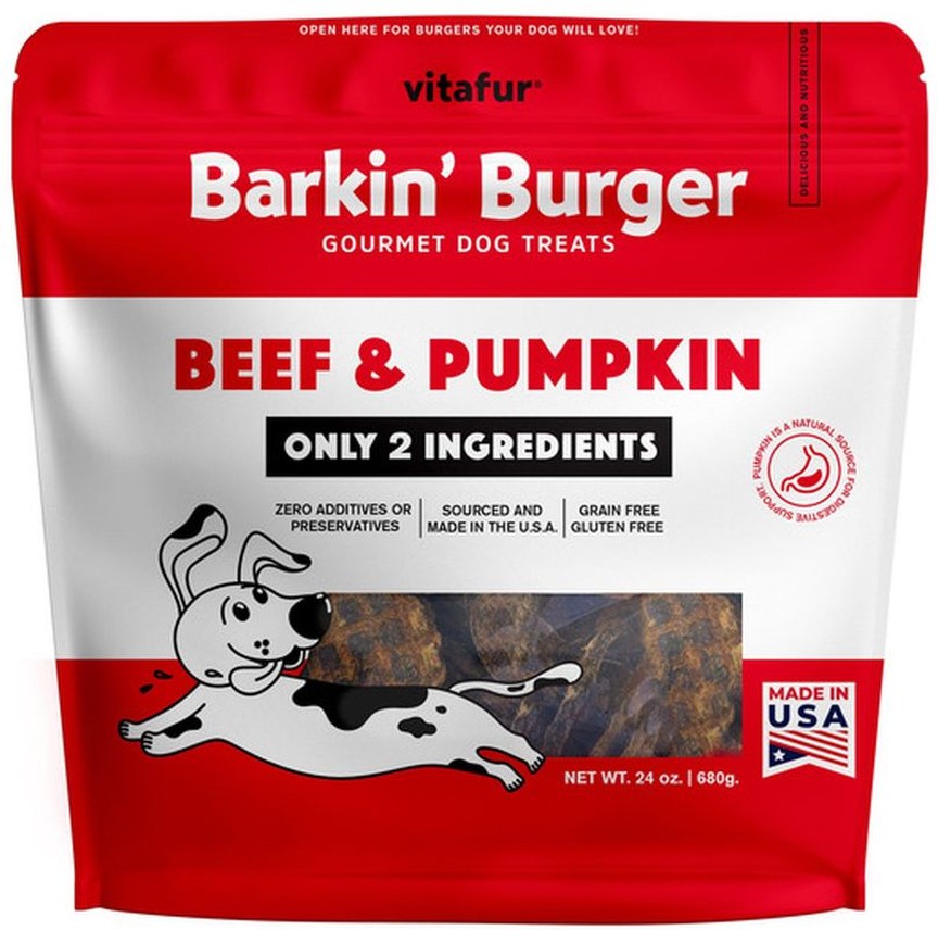 Barkin' Burger Beef & Pumpkin Gourmet Dog Treats, 24 oz