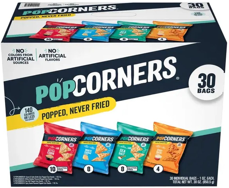 Popped Corn Snacks Variety Pack, 1 oz, 30-Count
