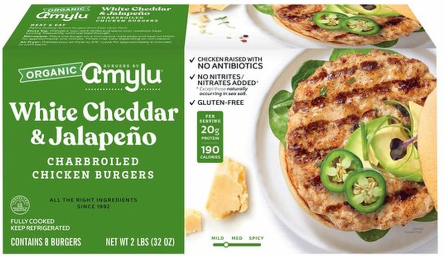 Organic White Cheddar & Jalapeno Chicken Burger, 8-count, 32 oz
