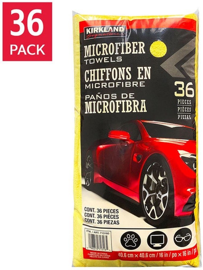 Ultra Plush Microfiber Towel, Yellow, 16 in x 16 in, 36-count