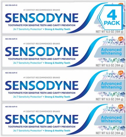 Advanced Whitening Toothpaste, 4 x 6.5 oz