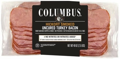 Uncured Turkey Bacon, Hickory Smoked, Sliced, 2.5 lbs