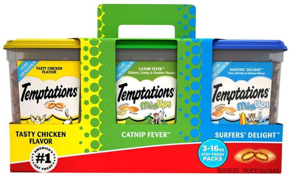 Cat Treats, Chicken, Catnip & Seafood, 16 oz, 3-pack