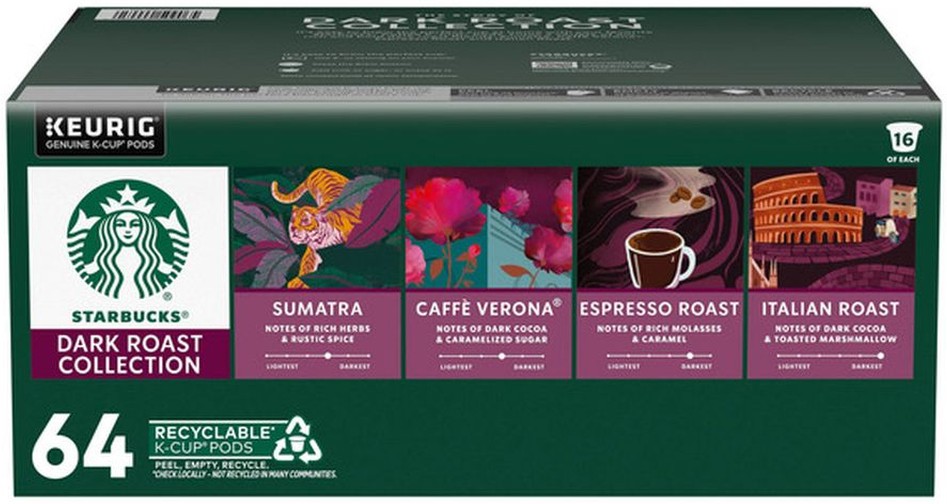 Dark Roasts Variety Pack K-Cup Pod, 64-count