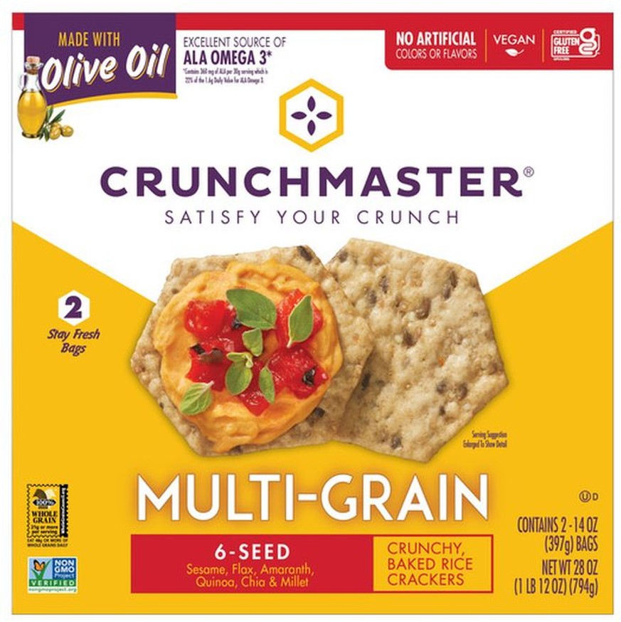 6-Seed Multi-Grain Crackers, 28 oz