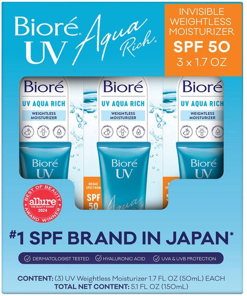 UV Aqua Rich Weightless Moisturizer SPF 50, 1.7 fl oz, 3-pack