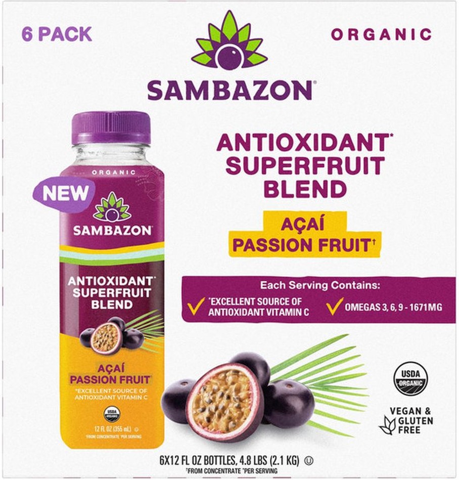 Sambazon Organic Acai Passion Fruit Antioxidant Blend, 12 fl oz, 6-count