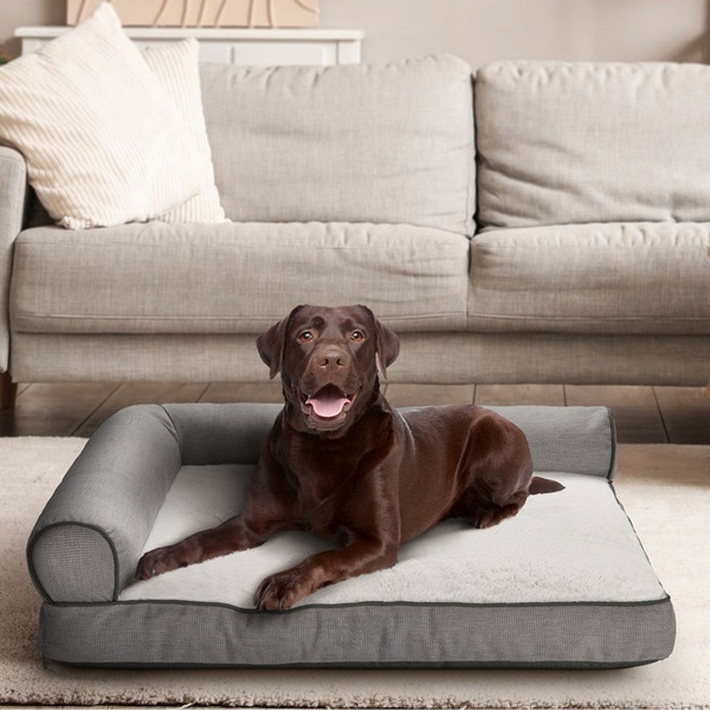 L Shaped Bolster Pet Bed, 42" x 32", Assorted Colors