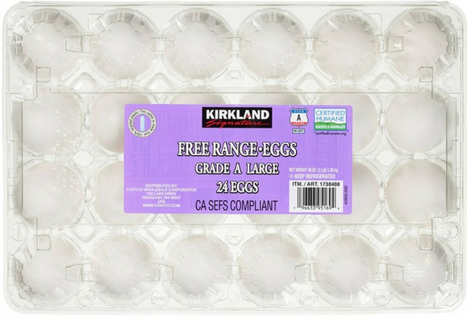 Free Range Large Eggs Usda Grade A, 24-count