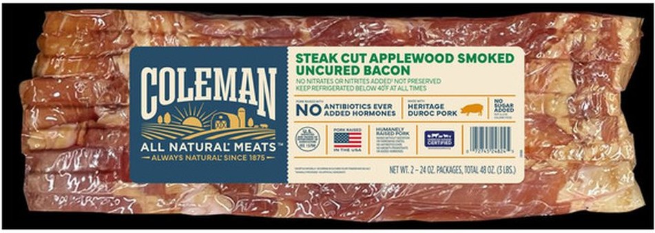 Steak Cut Applewood Smoked Uncured Bacon, 24 oz, 2-count