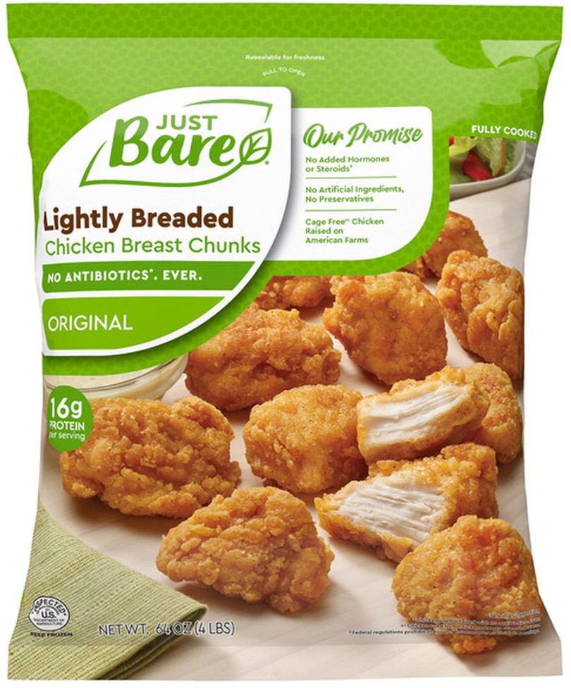 Lightly Breaded Chicken Breast Chunks, Boneless Skinless, 4 lbs