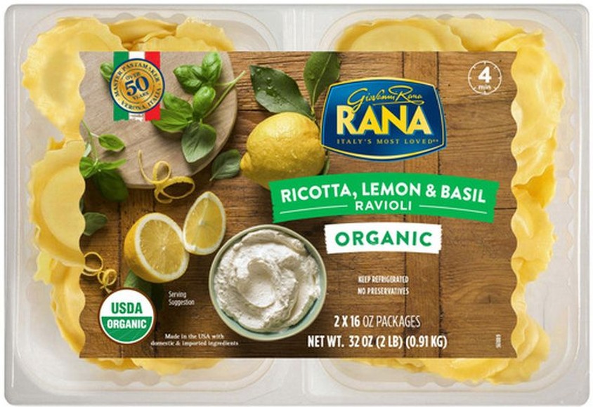 Organic Ricotta Lemon & Basil Ravioli, 16 oz, 2-count