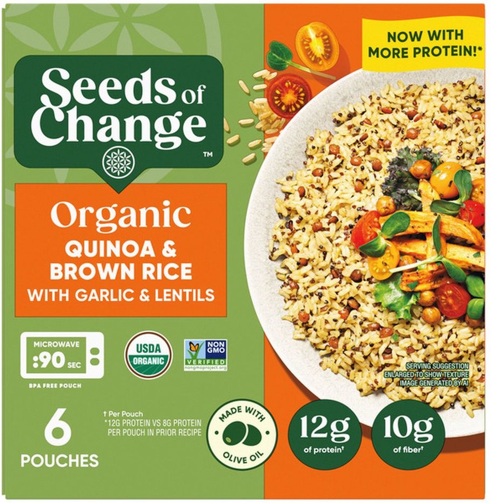 Organic Quinoa & Brown Rice with Garlic & Lentils, 6-count