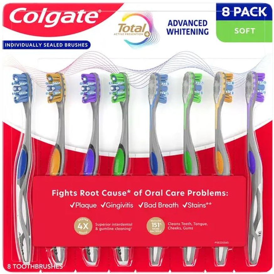 Total Advanced Whitening Toothbrush, 8-count