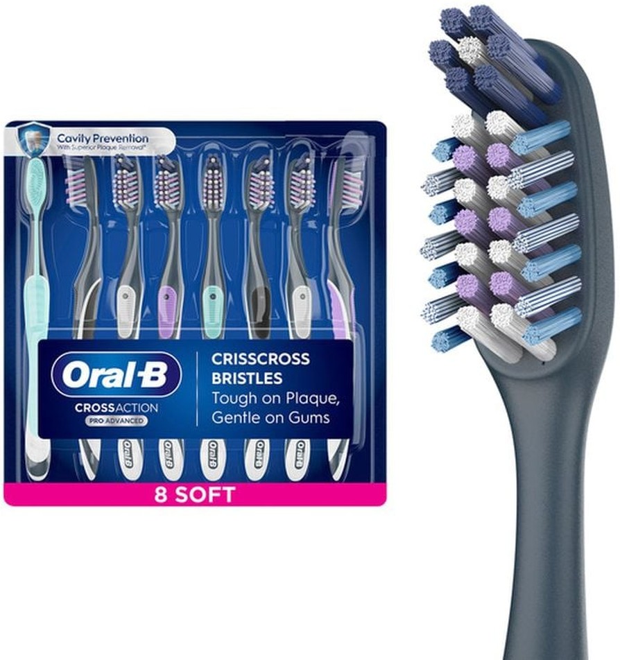 Cross Action Pro Advanced Toothbrush, Soft or Medium Bristle, 8 ct