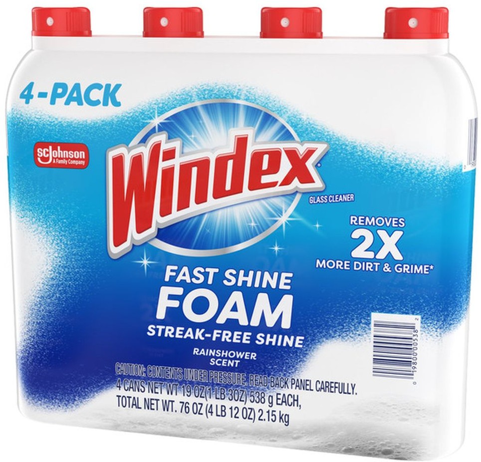 Foam Glass Cleaner, 19 oz, 4-count