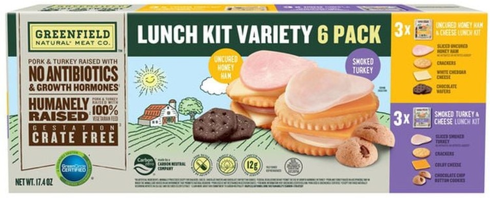 Geenfield Ham & Turkey Lunch Kit, 2.9 oz, 6-pack
