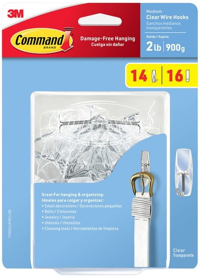 3M Medium Clear Wire Hooks