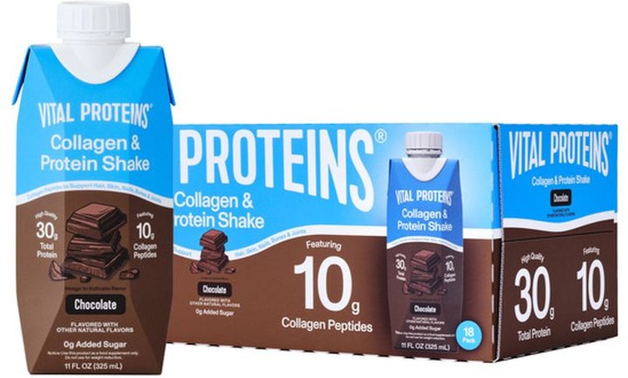 10g Collagen and 30g Total Protein Shake, Chocolate, 11 fl oz, 18-pack