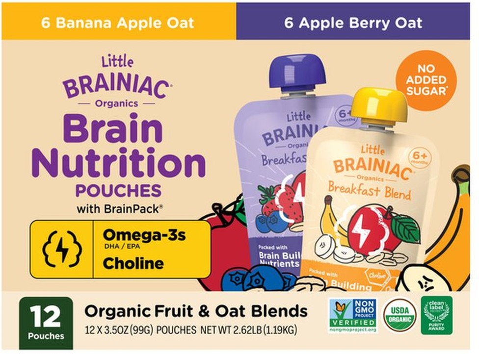 Organics Brain Nutrition Pouches, 3.5 oz, 12-count