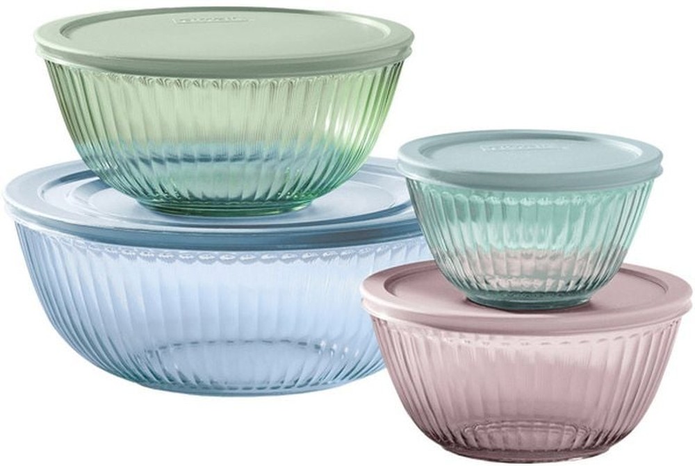 8-piece Tinted Glass Mixing Bowls