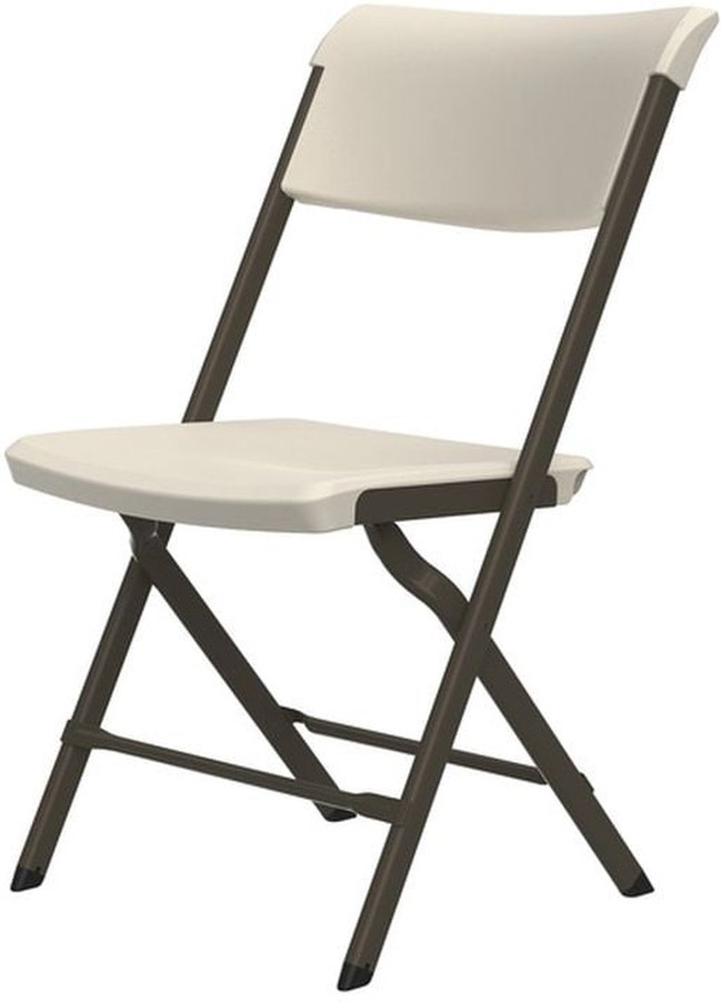 Commercial Folding Chair, Bypass Frame, Almond