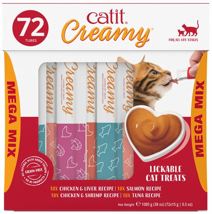 Creamy Lickable Cat Treats Mega Mix, 72-count