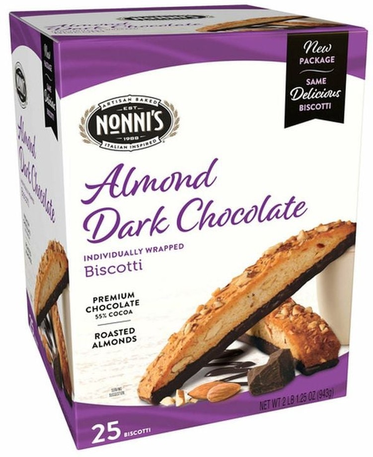 Nonni's Biscotti, Almond Dark Chocolate, 25 ct