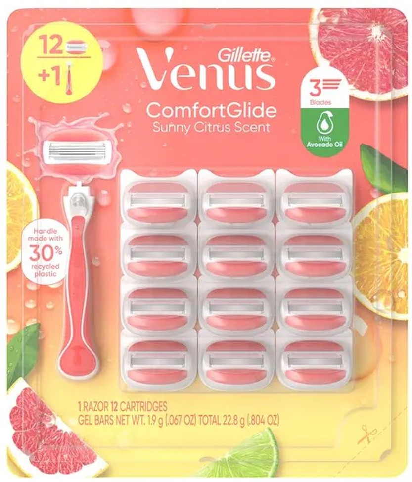 Venus Comfortglide Sunny Citrus, 1 Razor + 12 Cartridges