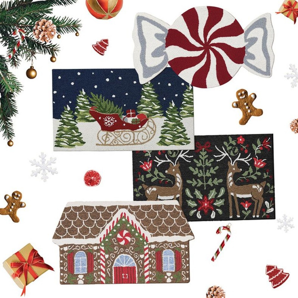 Holiday Hooked Accent Rug, 22inch x 38inch, Assorted Patterns